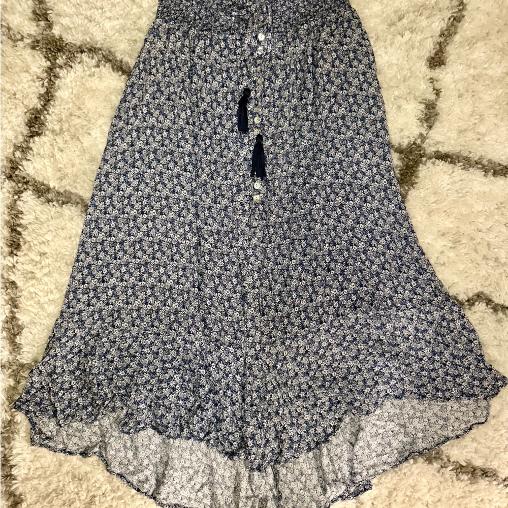 Floral Blue and White Maxi Skirt